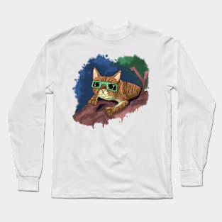 Brown tabby - cat, watching solar eclipse Long Sleeve T-Shirt